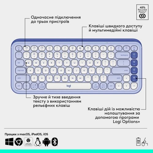 Купить Комплект Logitech Pop Icon Combo (920-013078) Lilac - цена в Харькове, Киеве, Днепре, Одессе
в интернет-магазине Telemart фото