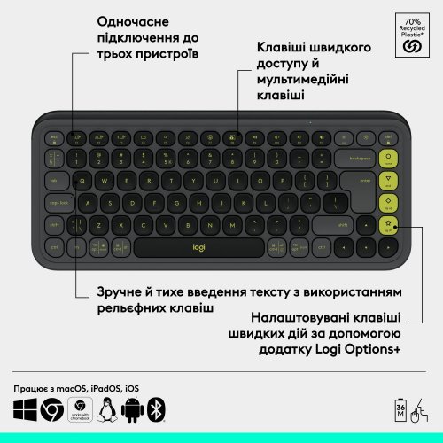 Купити Клавіатура Logitech Pop Icon Keys (920-013157) Graphite - ціна в Києві, Львові, Вінниці, Хмельницькому, Франківську, Україні | інтернет-магазин TELEMART.UA фото