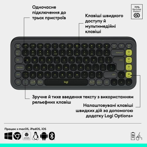 Купити Клавіатура Logitech Pop Icon Keys (920-013157) Graphite - ціна в Києві, Львові, Вінниці, Хмельницькому, Франківську, Україні | інтернет-магазин TELEMART.UA фото