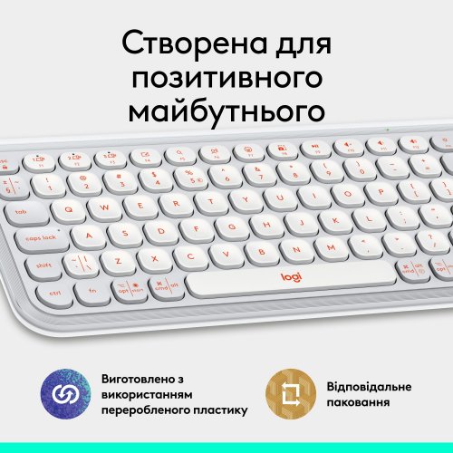 Купить Клавиатура Logitech Pop Icon Keys (920-013072) Off-White - цена в Харькове, Киеве, Днепре, Одессе
в интернет-магазине Telemart фото