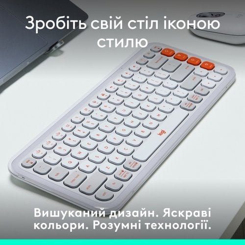 Купить Клавиатура Logitech Pop Icon Keys (920-013072) Off-White - цена в Харькове, Киеве, Днепре, Одессе
в интернет-магазине Telemart фото