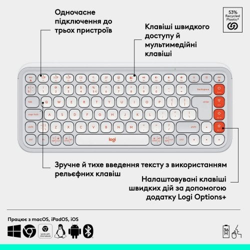 Купити Клавіатура Logitech Pop Icon Keys (920-013072) Off-White - ціна в Києві, Львові, Вінниці, Хмельницькому, Франківську, Україні | інтернет-магазин TELEMART.UA фото