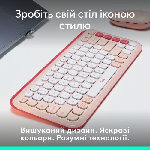 Купить Клавиатура Logitech Pop Icon Keys (920-013073) Rose - цена в Харькове, Киеве, Днепре, Одессе
в интернет-магазине Telemart фото