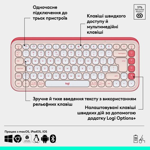 Купить Клавиатура Logitech Pop Icon Keys (920-013073) Rose - цена в Харькове, Киеве, Днепре, Одессе
в интернет-магазине Telemart фото