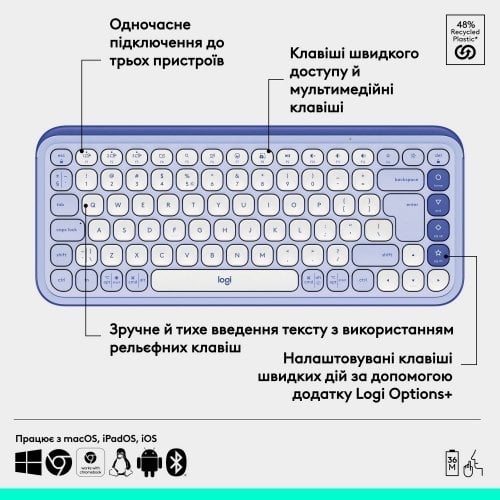 Купити Клавіатура Logitech Pop Icon Keys (920-013074) Lilac - ціна в Києві, Львові, Вінниці, Хмельницькому, Франківську, Україні | інтернет-магазин TELEMART.UA фото