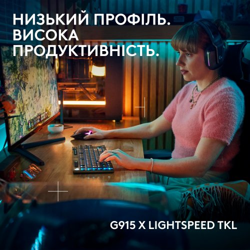 Купить Клавиатура Logitech G915 X Lightspeed TKL GL Tactile Switch Wireless (920-012721) Black - цена в Харькове, Киеве, Днепре, Одессе
в интернет-магазине Telemart фото