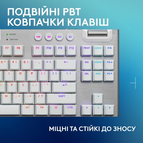 Купити Клавіатура Logitech G915 X Lightspeed TKL GL Tactile Switch Wireless (920-012737) White - ціна в Києві, Львові, Вінниці, Хмельницькому, Франківську, Україні | інтернет-магазин TELEMART.UA фото