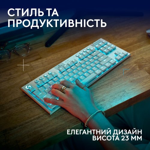 Купить Клавиатура Logitech G915 X Lightspeed TKL GL Tactile Switch Wireless (920-012737) White - цена в Харькове, Киеве, Днепре, Одессе
в интернет-магазине Telemart фото