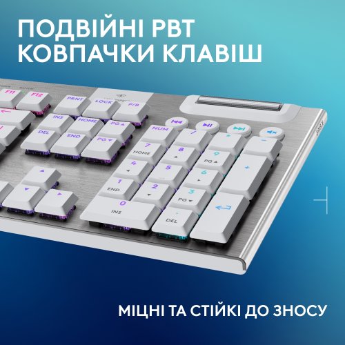 Купити Клавіатура Logitech G915 X Lightspeed GL Tactile Switch Wireless (920-012690) White - ціна в Києві, Львові, Вінниці, Хмельницькому, Франківську, Україні | інтернет-магазин TELEMART.UA фото