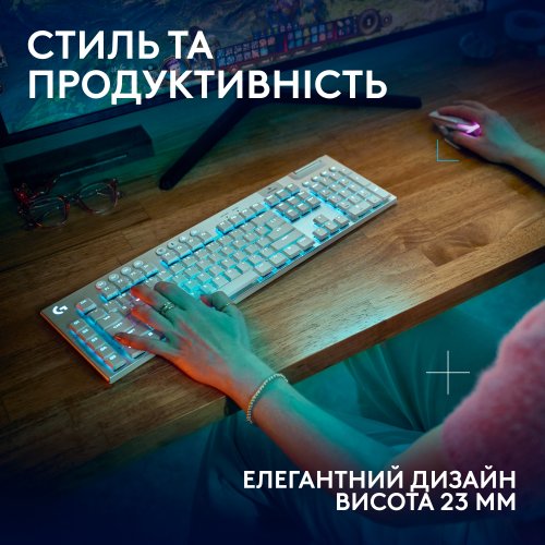 Купить Клавиатура Logitech G915 X Lightspeed GL Tactile Switch Wireless (920-012690) White - цена в Харькове, Киеве, Днепре, Одессе
в интернет-магазине Telemart фото