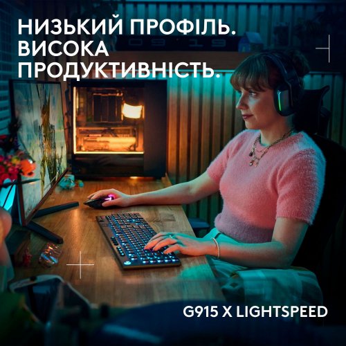 Купить Клавиатура Logitech G915 X Lightspeed GL Linear Switch Wireless (920-012698) Black - цена в Харькове, Киеве, Днепре, Одессе
в интернет-магазине Telemart фото