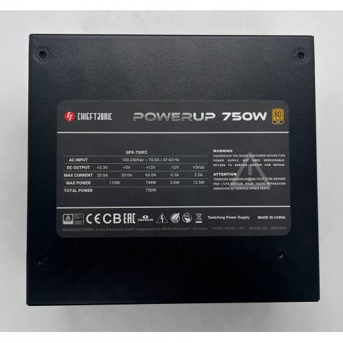 Блок живлення CHIEFTEC PowerUp 750W (GPX-750FC) (Відновлено продавцем, 681842) купити з перевіркою сумісності: огляд, характеристики, ціна у Києві, Львові, Вінниці, Хмельницькому, Івано-Франківську, Україні | інтернет-магазин TELEMART.UA фото