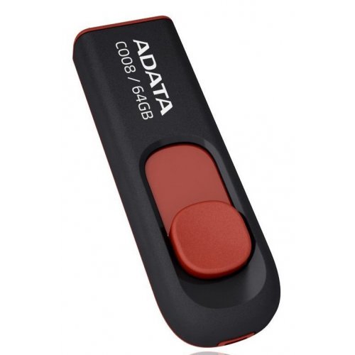 Купить Накопитель A-Data C008 64GB USB 2.0 Black Red (AC008-64G-RKD) - цена в Харькове, Киеве, Днепре, Одессе
в интернет-магазине Telemart фото