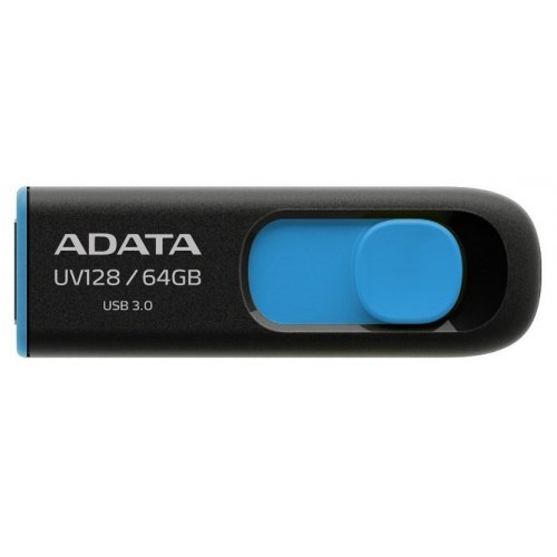 Купить Накопитель A-Data UV128 64GB USB 3.0 Black Blue (AUV128-64G-RBE) - цена в Харькове, Киеве, Днепре, Одессе
в интернет-магазине Telemart фото