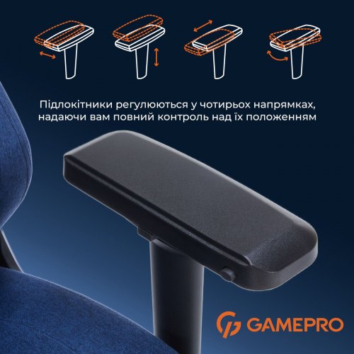 Игровое кресло GamePro FGC750DB L Dark Blue купить в Украине: Киев, Днепр, Харьков, Одесса  | Низкая цена, отзывы, характеристики от TELEMART фото