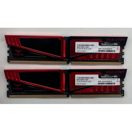 Озп Team DDR4 16GB (2x8GB) 2400Mhz T-Force Vulcan (TLRED48G2400HC14BK) (Відновлено продавцем, 682980) купити з перевіркою сумісності: огляд, характеристики, ціна у Києві, Львові, Вінниці, Хмельницькому, Івано-Франківську, Україні | інтернет-магазин TELEMART.UA фото