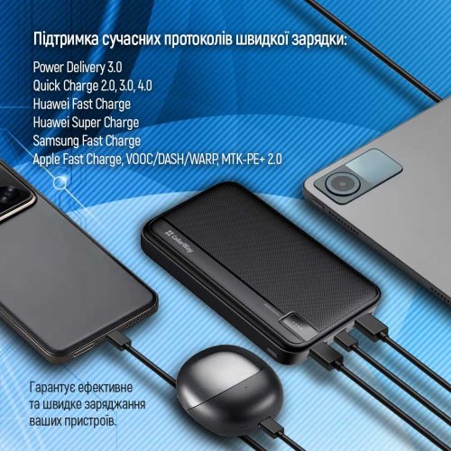 Купить Powerbank ColorWay 20000mAh High-Power 22.5W (CW-PB200LPA4BK-PD) Black - цена в Харькове, Киеве, Днепре, Одессе
в интернет-магазине Telemart фото