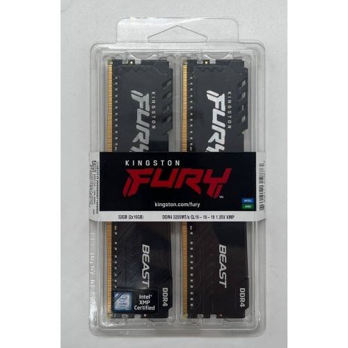 Купить Озу Kingston DDR4 32GB (2x16GB) 3200Mhz FURY Beast Black (KF432C16BB1K2/32) (Восстановлено продавцом, 683969) с проверкой совместимости: обзор, характеристики, цена в Киеве, Днепре, Одессе, Харькове, Украине | интернет-магазин TELEMART.UA фото