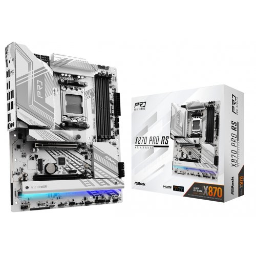 Купить Материнская плата AsRock X870 Pro RS (sAM5, AMD X870) с проверкой совместимости: обзор, характеристики, цена в Киеве, Днепре, Одессе, Харькове, Украине | интернет-магазин TELEMART.UA фото