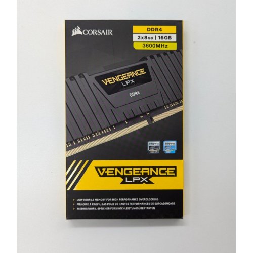 Озп Corsair DDR4 16GB (2x8GB) 3600Mhz Vengeance LPX Black (CMK16GX4M2D3600C16) (Відновлено продавцем, 683995) купити з перевіркою сумісності: огляд, характеристики, ціна у Києві, Львові, Вінниці, Хмельницькому, Івано-Франківську, Україні | інтернет-магазин TELEMART.UA фото