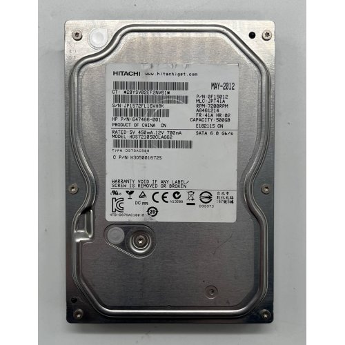 Жорсткий диск Hitachi 500GB 16Mb 7200RPM 3.5" (HDS721050CLA662) (Відновлено продавцем, 684023) купити з перевіркою сумісності: огляд, характеристики, ціна у Києві, Львові, Вінниці, Хмельницькому, Івано-Франківську, Україні | інтернет-магазин TELEMART.UA фото