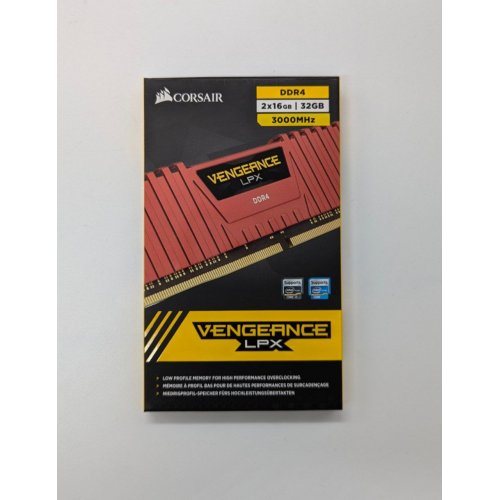 Купить Озу Corsair DDR4 32GB (2x16GB) 3000Mhz Vengeance LPX (CMK32GX4M2B3000C15R) Red (Восстановлено продавцом, 684071) с проверкой совместимости: обзор, характеристики, цена в Киеве, Днепре, Одессе, Харькове, Украине | интернет-магазин TELEMART.UA фото