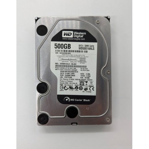 Купить Жесткий диск Western Digital Caviar Black 500GB 32MB 7200RPM 3.5" (WD5001AALS) (Восстановлено продавцом, 684090) с проверкой совместимости: обзор, характеристики, цена в Киеве, Днепре, Одессе, Харькове, Украине | интернет-магазин TELEMART.UA фото