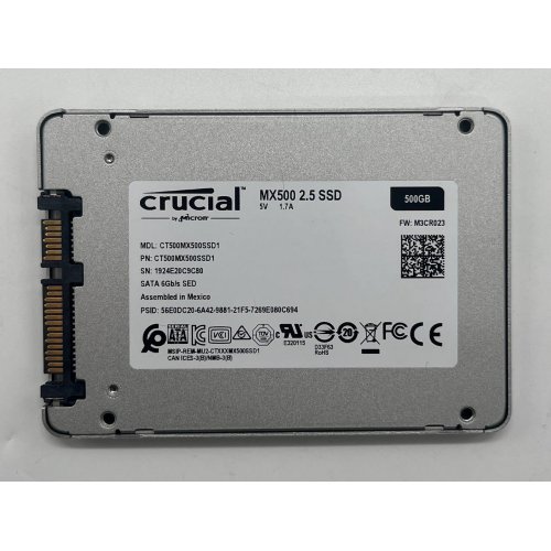 Ssd-диск Crucial MX500 TLC 500GB 2.5" (CT500MX500SSD1) (Відновлено продавцем, 684278) купити з перевіркою сумісності: огляд, характеристики, ціна у Києві, Львові, Вінниці, Хмельницькому, Івано-Франківську, Україні | інтернет-магазин TELEMART.UA фото