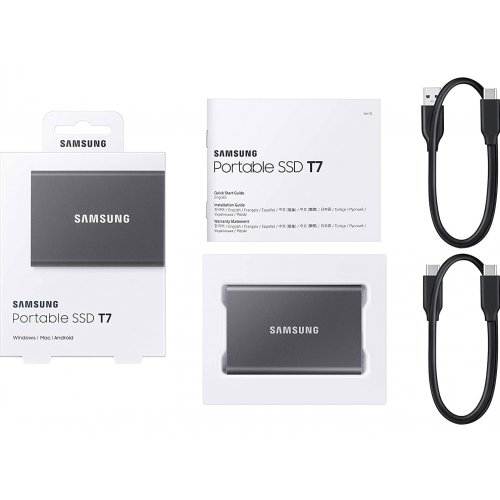 SSD-диск Samsung T7 4TB USB 3.2 (MU-PC4T0T/WW) Grey купити з перевіркою сумісності: огляд, характеристики, ціна у Києві, Львові, Вінниці, Хмельницькому, Івано-Франківську, Україні | інтернет-магазин TELEMART.UA фото