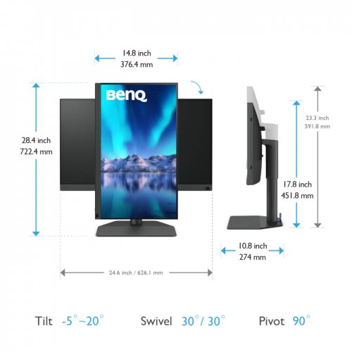 Купить Монитор BenQ 27" SW272U (9H.LLFLB.QBE) Black - цена в Харькове, Киеве, Днепре, Одессе
в интернет-магазине Telemart фото