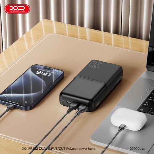 Купить Powerbank XO PR252 20000mAh 10W Black - цена в Харькове, Киеве, Днепре, Одессе
в интернет-магазине Telemart фото