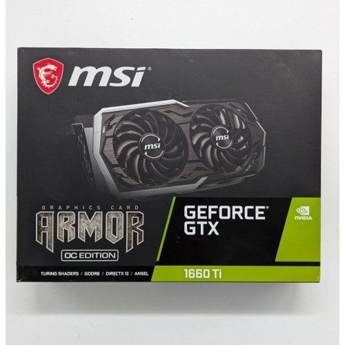 Купить Видеокарта MSI GeForce GTX 1660 Ti ARMOR OC 6144MB (GTX 1660 TI ARMOR 6G OC) (Восстановлено продавцом, 684929) с проверкой совместимости: обзор, характеристики, цена в Киеве, Днепре, Одессе, Харькове, Украине | интернет-магазин TELEMART.UA фото