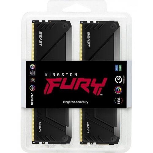 Фото ОЗП Kingston DDR4 32GB (2x16GB) 3200Mhz FURY Beast RGB Black (KF432C16BB12AK2/32) (Пошкоджене пакування, 686497)