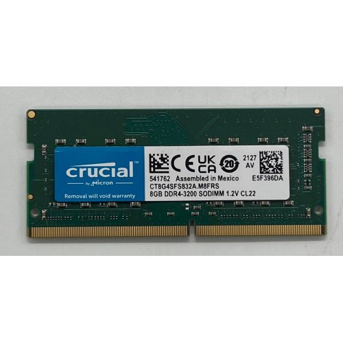 Купить Озу Crucial SODIMM DDR4 8GB 3200Mhz (CT8G4SFRA32A) (Восстановлено продавцом, 686576) с проверкой совместимости: обзор, характеристики, цена в Киеве, Днепре, Одессе, Харькове, Украине | интернет-магазин TELEMART.UA фото