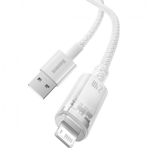 Купити Кабель Baseus Explorer Series Smart Temperature Control USB to Lightning 1m (CATS010002) White - ціна в Києві, Львові, Вінниці, Хмельницькому, Франківську, Україні | інтернет-магазин TELEMART.UA фото