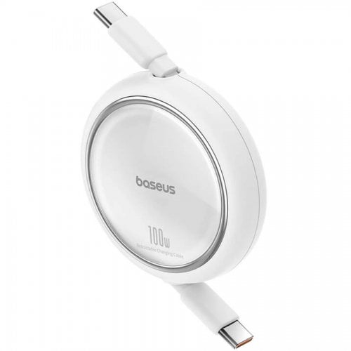 Купити Кабель Baseus Free2 Draw Mini Retractable USB Type-C to USB Type-C 100W 1m (P10364500211-00) White - ціна в Києві, Львові, Вінниці, Хмельницькому, Франківську, Україні | інтернет-магазин TELEMART.UA фото