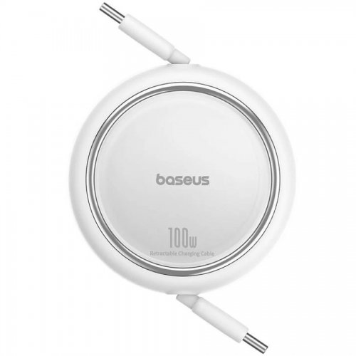 Купити Кабель Baseus Free2 Draw Mini Retractable USB Type-C to USB Type-C 100W 1m (P10364500211-00) White - ціна в Києві, Львові, Вінниці, Хмельницькому, Франківську, Україні | інтернет-магазин TELEMART.UA фото