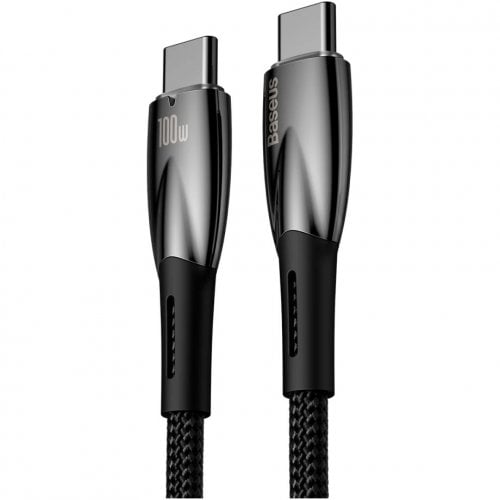 Купити Кабель Baseus Glimmer Series USB Type-C to USB Type-C 100W 1m (CADH000701) Black - ціна в Києві, Львові, Вінниці, Хмельницькому, Франківську, Україні | інтернет-магазин TELEMART.UA фото