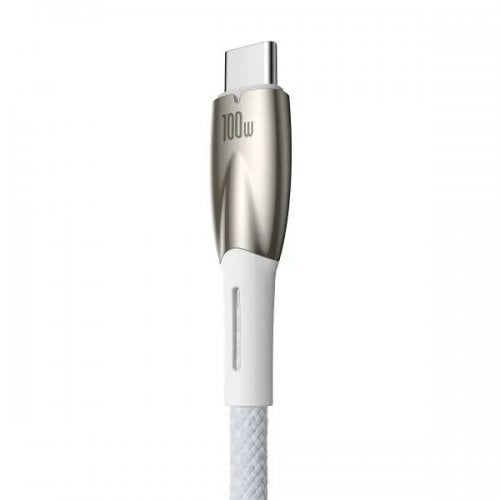 Купити Кабель Baseus Glimmer Series USB to USB Type-C 100W 1m (CADH000402) White - ціна в Києві, Львові, Вінниці, Хмельницькому, Франківську, Україні | інтернет-магазин TELEMART.UA фото