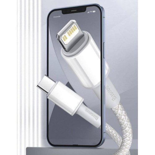 Купити Кабель Baseus High Density Braided USB Type-C to Lightning 20W 2m (CATLGD-A02) White - ціна в Києві, Львові, Вінниці, Хмельницькому, Франківську, Україні | інтернет-магазин TELEMART.UA фото