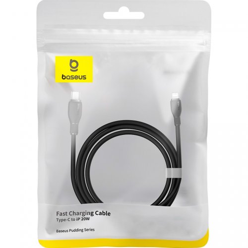 Купити Кабель Baseus Pudding Series USB Type-C to Lightning 20W 1.2m (P10355701111-00) Black - ціна в Києві, Львові, Вінниці, Хмельницькому, Франківську, Україні | інтернет-магазин TELEMART.UA фото