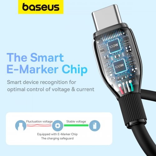 Купити Кабель Baseus Pudding Series USB Type-C to USB Type-C 100W 1.2m (P10355702111-00) Black - ціна в Києві, Львові, Вінниці, Хмельницькому, Франківську, Україні | інтернет-магазин TELEMART.UA фото