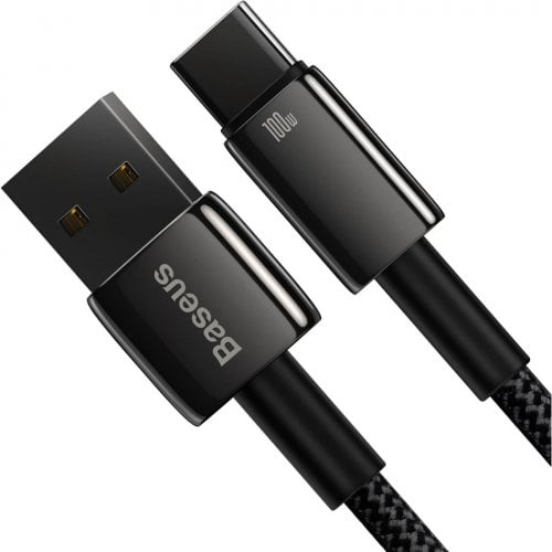 Купити Кабель Baseus Tungsten Gold USB to USB Type-C 100W 1m (CAWJ000001) Black - ціна в Києві, Львові, Вінниці, Хмельницькому, Франківську, Україні | інтернет-магазин TELEMART.UA фото