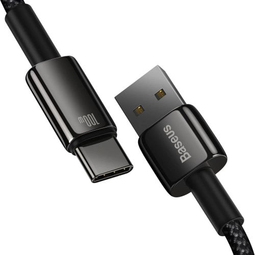 Купити Кабель Baseus Tungsten Gold USB to USB Type-C 100W 1m (CAWJ000001) Black - ціна в Києві, Львові, Вінниці, Хмельницькому, Франківську, Україні | інтернет-магазин TELEMART.UA фото