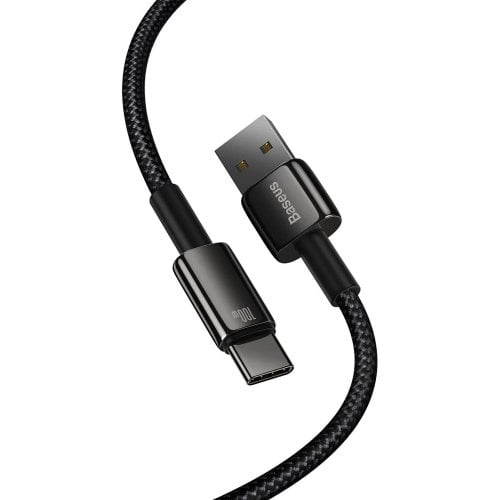 Купити Кабель Baseus Tungsten Gold USB to USB Type-C 100W 1m (CAWJ000001) Black - ціна в Києві, Львові, Вінниці, Хмельницькому, Франківську, Україні | інтернет-магазин TELEMART.UA фото