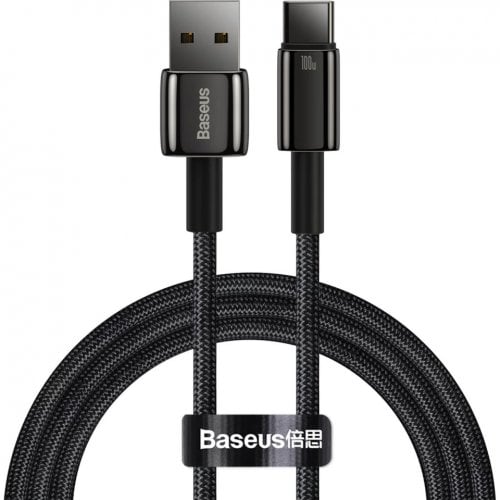 Купити Кабель Baseus Tungsten Gold USB to USB Type-C 100W 2m (CAWJ000101) Black - ціна в Києві, Львові, Вінниці, Хмельницькому, Франківську, Україні | інтернет-магазин TELEMART.UA фото