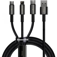 Кабель Baseus Tungsten Gold 3 in 1 USB to Lightning/Micro-USB/Type-C 1.5m (CAMLTWJ-01) Black