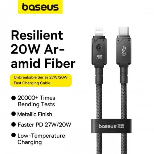 Купить Кабель Baseus Unbreakable Series USB Type-C to Lightning 20W 1m (P10355803111-00) Cluster Black - цена в Харькове, Киеве, Днепре, Одессе
в интернет-магазине Telemart фото