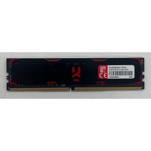 Купить Озу GoodRAM DDR4 8GB 2400Mhz IRDM Black (IR-2400D464L17S/8G) (Восстановлено продавцом, 687036) с проверкой совместимости: обзор, характеристики, цена в Киеве, Днепре, Одессе, Харькове, Украине | интернет-магазин TELEMART.UA фото