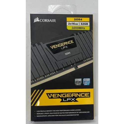 Купить Озу Corsair DDR4 32GB (2x16GB) 3200Mhz Vengeance LPX Black (CMK32GX4M2E3200C16) (Восстановлено продавцом, 687045) с проверкой совместимости: обзор, характеристики, цена в Киеве, Днепре, Одессе, Харькове, Украине | интернет-магазин TELEMART.UA фото